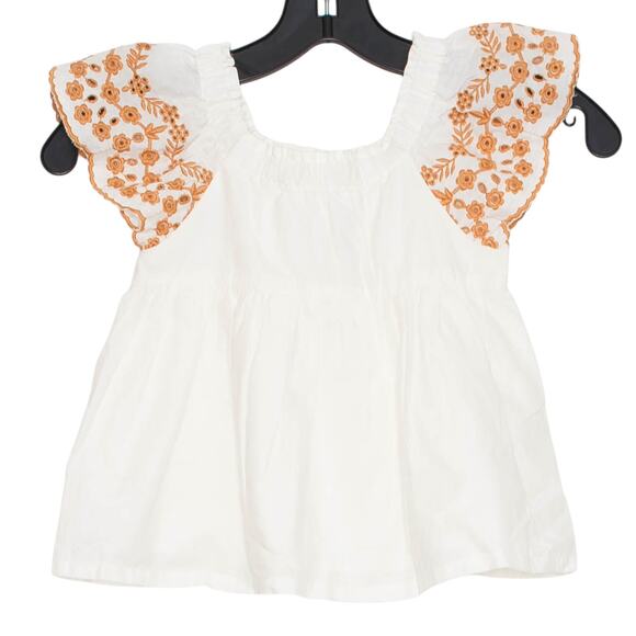 Joie Girls Top Boho Cottage Retro Minimalist Embroidered Eyelet Size Small 5/6 - Picture 1 of 5